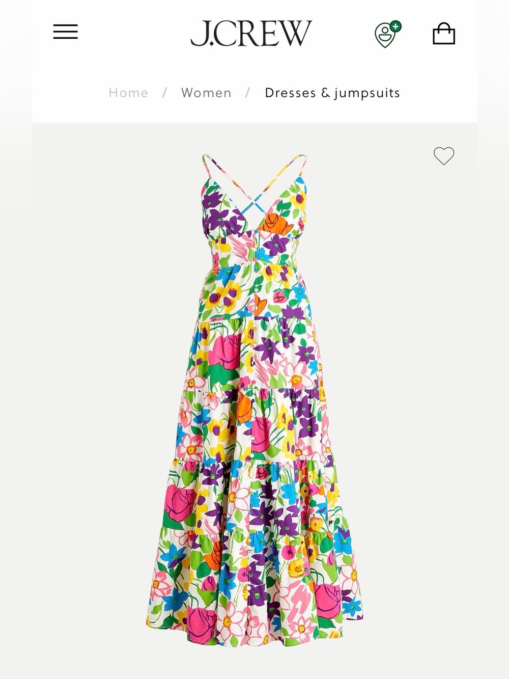 EUC J. Crew Vibrant Garden Cotton Poplin Tiered Maxi Dress Multicolor Size Large